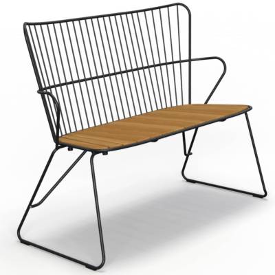 Banc outdoor PAON / L. 1,13 M / Métal Bambou / Noir / Houe