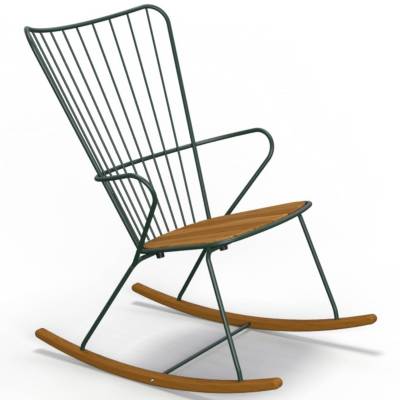 Fauteuil lounge outdoor à bascule PAON / H. assise 42,5 cm / Métal Bambou / Vert / Houe