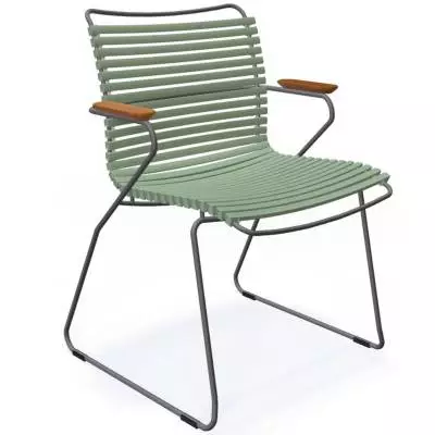 Chaise de jardin CLICK / H. assise 44,5 cm / Accoudoirs en bambou / Lamelles en Plastique / Vert Dusty / Houe