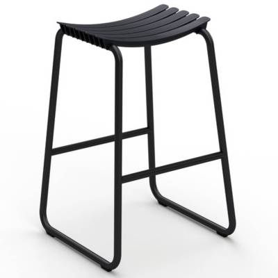 Tabouret haut outdoor RECLIPS / H. 80 cm / Plastique recyclé / Noir / Houe