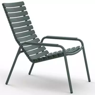 Fauteuil lounge RECLIPS / H. assise 40 cm / Accoudoirs en Aluminium / Plastique recyclé / Vert / Houe