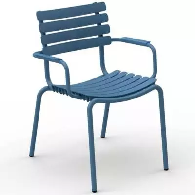 Chaise outdoor RECLIPS / H. assise 46 cm / Accoudoirs en Aluminium / Plastique recyclé / Bleu / Houe