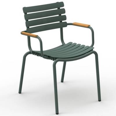 Chaise outdoor RECLIPS / H. assise 46 cm / Accoudoirs en Bambou / Plastique recyclé / Vert / Houe