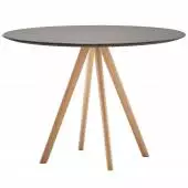 Table STICK / Ø 70 cm et H 75 cm / Gris foncé et chêne