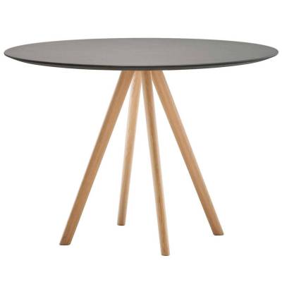 Table STICK / Ø 70 cm et H 75 cm / Gris foncé et chêne