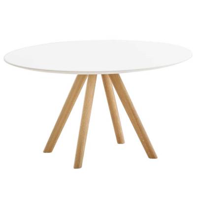 Table basse STICK / Ø 70 cm et H 40 cm / Blanc et chêne