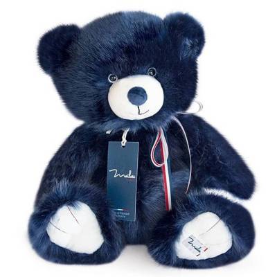 Peluche pour Enfant L'OURS FRANCAIS / H. 35 cm / Bleu Marine / Mailou