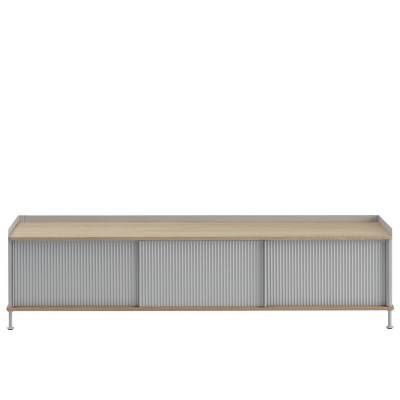 Meuble de rangement ENFOLD / l.186 cm / Acier / Plateau en chêne / Gris / Muuto