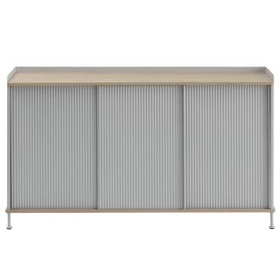 Meuble de rangement haut ENFOLD / l. 148 cm / Acier / Plateau en Chêne / Gris / Muuto