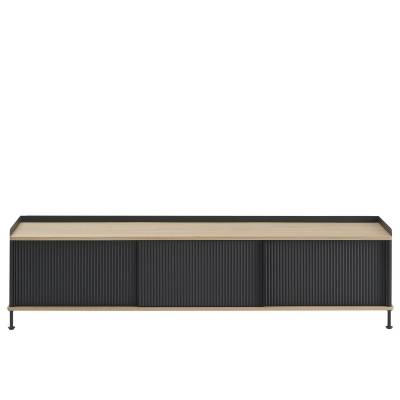 Meuble de rangement ENFOLD / l.186 cm / Acier / Plateau en chêne / Noir / Muuto