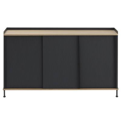 Meuble de rangement haut ENFOLD / l. 148 cm / Acier / Plateau en Chêne / Noir / Muuto