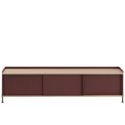 Meuble de rangement ENFOLD / l.186 cm / Acier / Plateau en chêne / Rouge Profond / Muuto