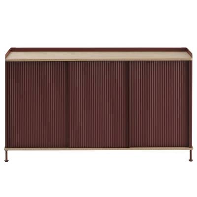 Meuble de rangement haut ENFOLD / l. 148 cm / Acier Rouge Profond et Bois Chêne / Muuto