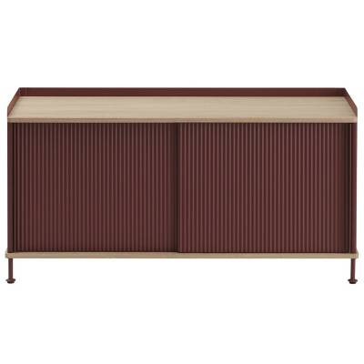 Meuble de rangement ENFOLD / l.124,5 / Acier / Plateau en chêne / Rouge Profond / Muuto