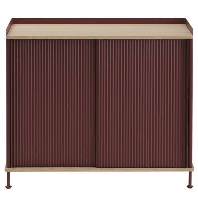 Meuble de rangement haut ENFOLD / 99,5 x 84,5 cm / Acier Rouge Profond et Bois Chêne / Muuto