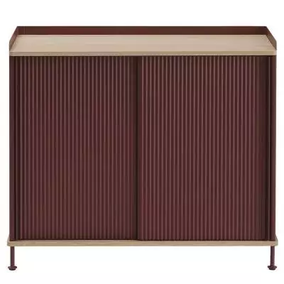 Meuble de rangement haut ENFOLD / 99,5 x 84,5 cm / Acier Rouge Profond et Bois Chêne / Muuto