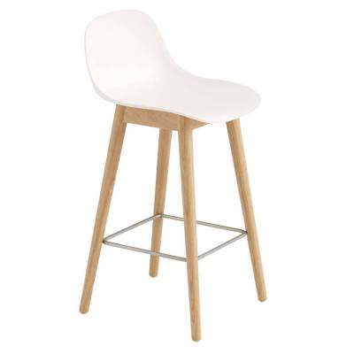 Tabouret avec dossier FIBER COUNTER / H.87,5 cm / Blanc / Muuto