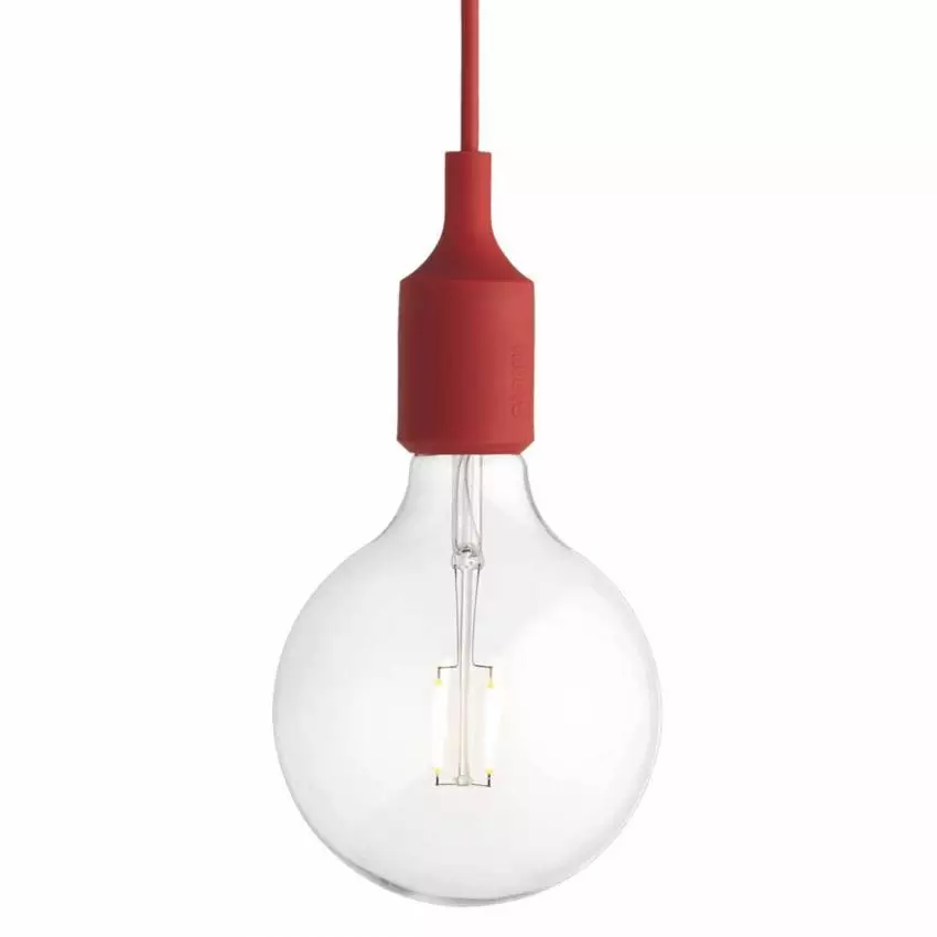 Suspension E27 ampoule LED / Rouge / Muuto