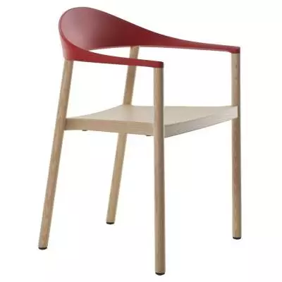 Fauteuil MONZA / H. assise 45 cm / Frêne naturel / Rouge / Plank