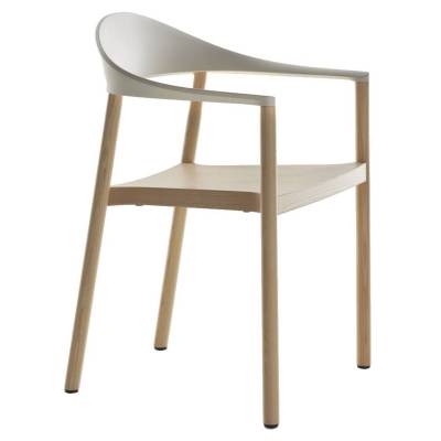 Fauteuil MONZA / H. assise 45 cm / Frêne naturel / Blanc / Plank