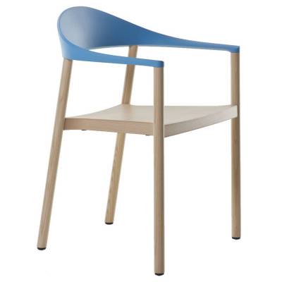 Fauteuil MONZA / H. assise 45 cm / Frêne naturel / Bleu / Plank