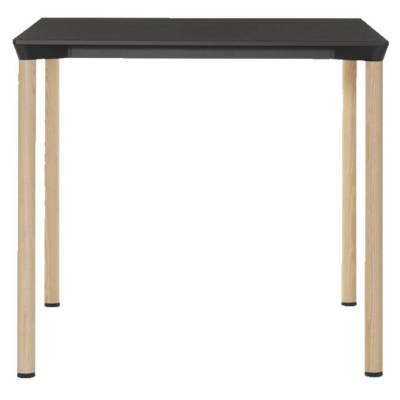 Table carrée MONZA / L. 80 x H. 73 cm / Piétement frêne naturel / Plateau Noir / Plank