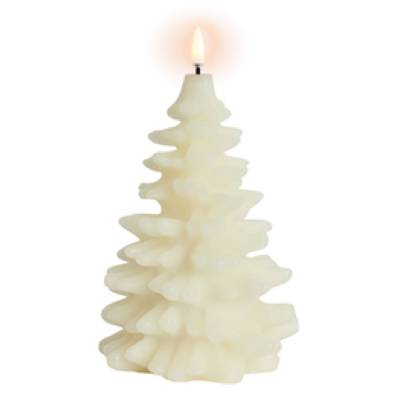 Bougie LED sapin de Noël ivoire / H. 18 cm / UYUNI