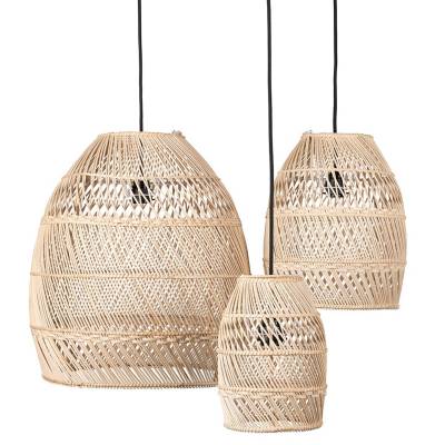 Lot de 3 suspensions MOON SMALL / 3 dimensions / Rotin Naturel