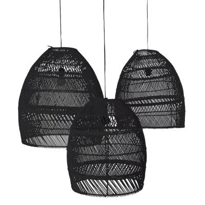 Lot de 3 abat-jours RECYCLED MOON / 3 dimensions / Plastique Noir