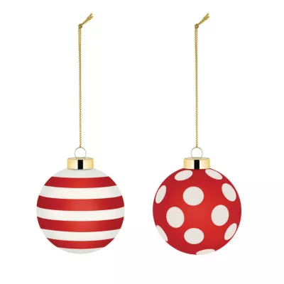 Set de 2 boules pour le sapin de noël en verre rouge et blanc / Alessi