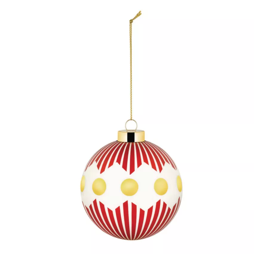 Boule de Noël DELIGHT / Verre soufflé / 9 cm / Rayure Rouge et Jaune / Alessi